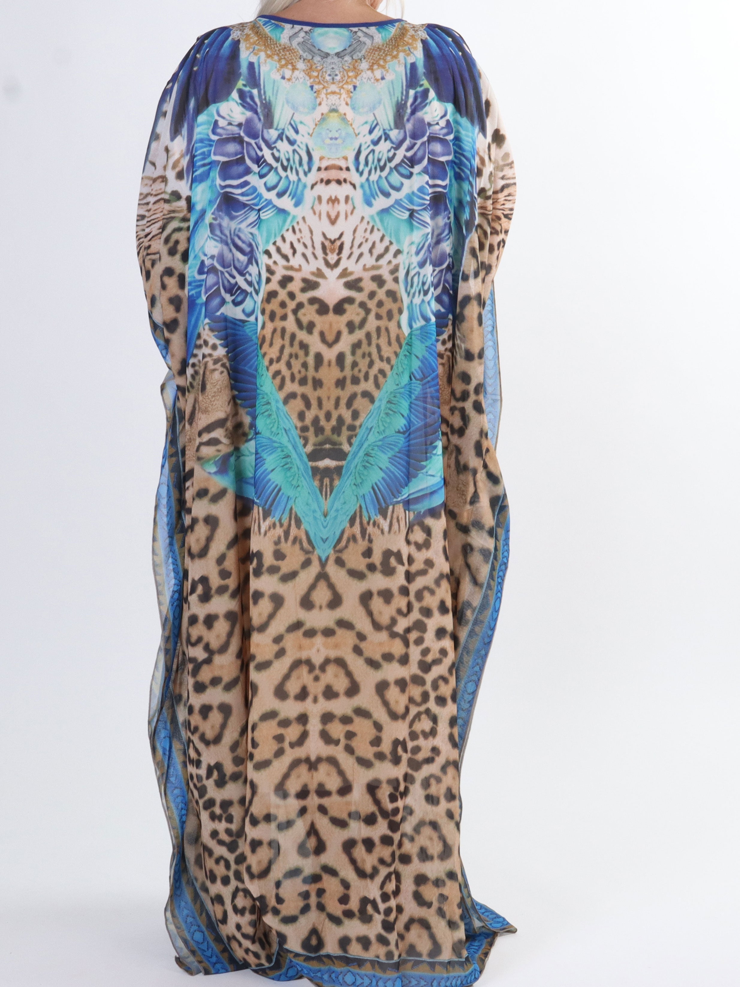 Sasha Leo - Lång plus size tunika med leopardmönster och strass